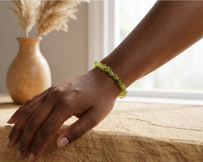 Peridot-Armband Splitter, handgefertigt, Edelsteine aus Arizona.