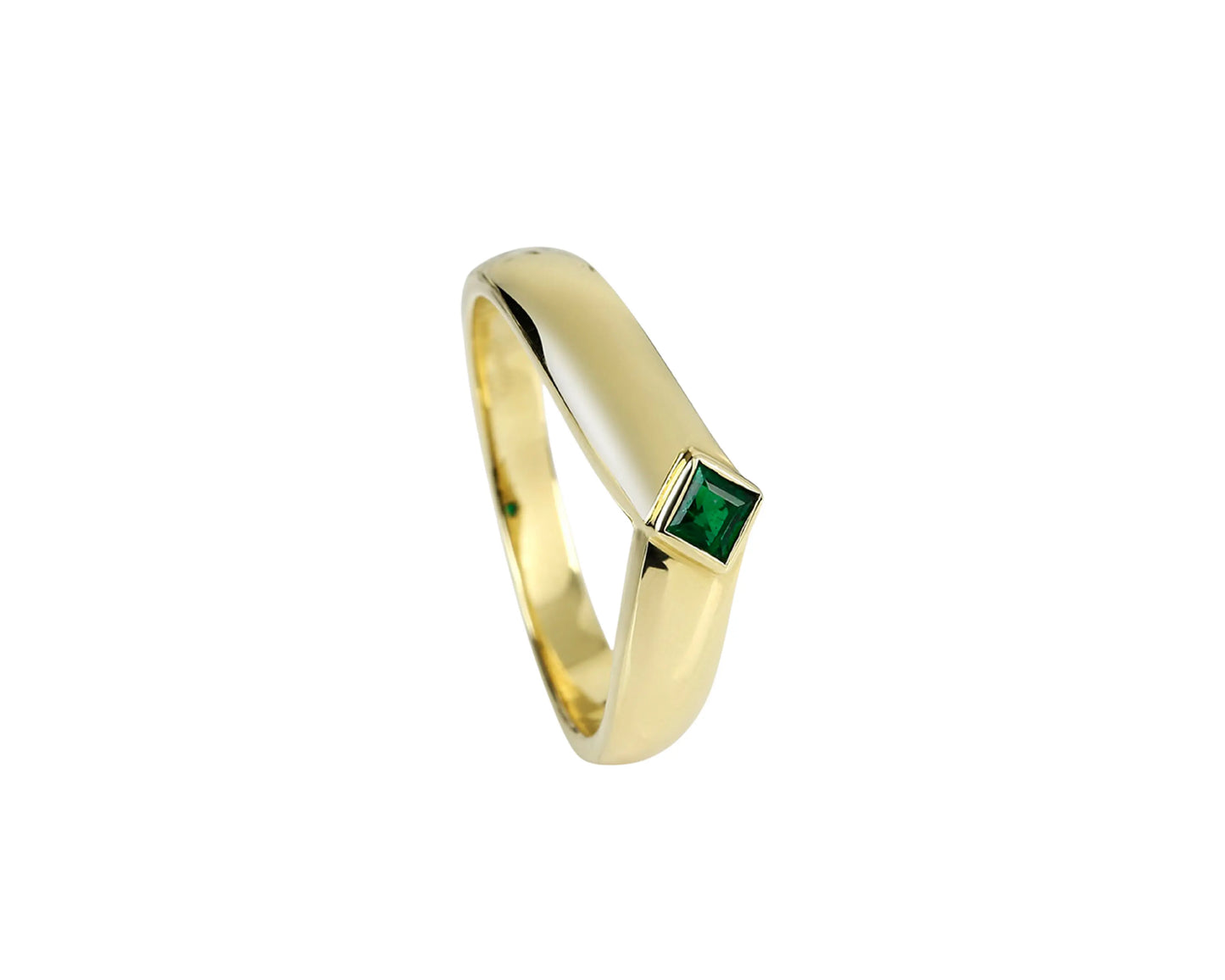“Emerald Grace” ring in 18k yellow gold with emerald