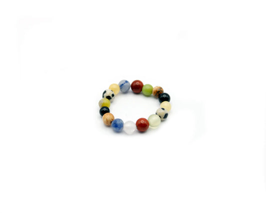 Elastischer Ring aus echten Edelsteinen mit 4 mm Kugeln, 1,8 cm Durchmesser, handgefertigt