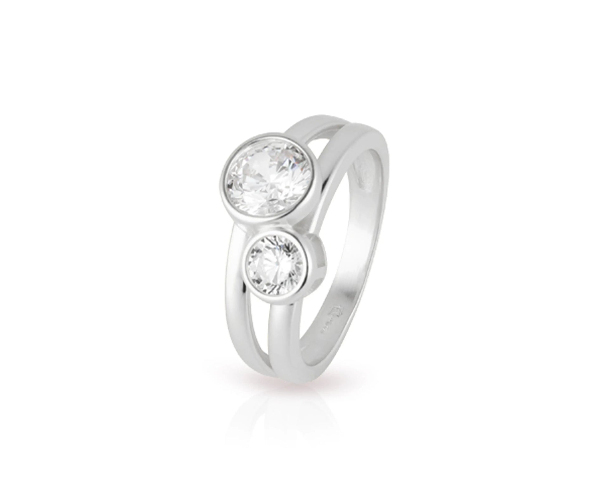 Ring mit rund facettiertem Zirkonia – 7 mm & 5 mm Ø, in Silber, Roségold oder Gold Tiger Treasure - Qualität, inspiriert seit 1890