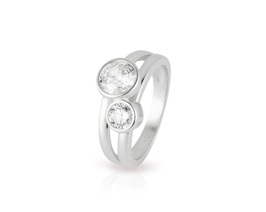 Ring mit rund facettiertem Zirkonia – 7 mm & 5 mm Ø, in Silber, Roségold oder Gold Tiger Treasure - Qualität, inspiriert seit 1890