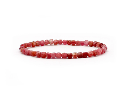 Handgefertigtes Turmalin rosa Armband – 4 mm facettierte Edelstein-Perlen mit Diamond Polish