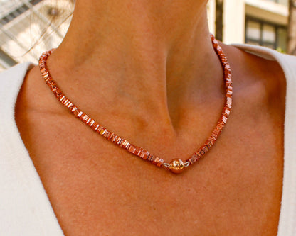 Hämatit Kette Carré Shadow Magnetica handgefertigtes Schmuckstück mit 925 Silber Magnetverschluss für Stärke Balance und elegante Ausdruckskraft Tiger Treasure - Qualität, inspiriert seit 1890