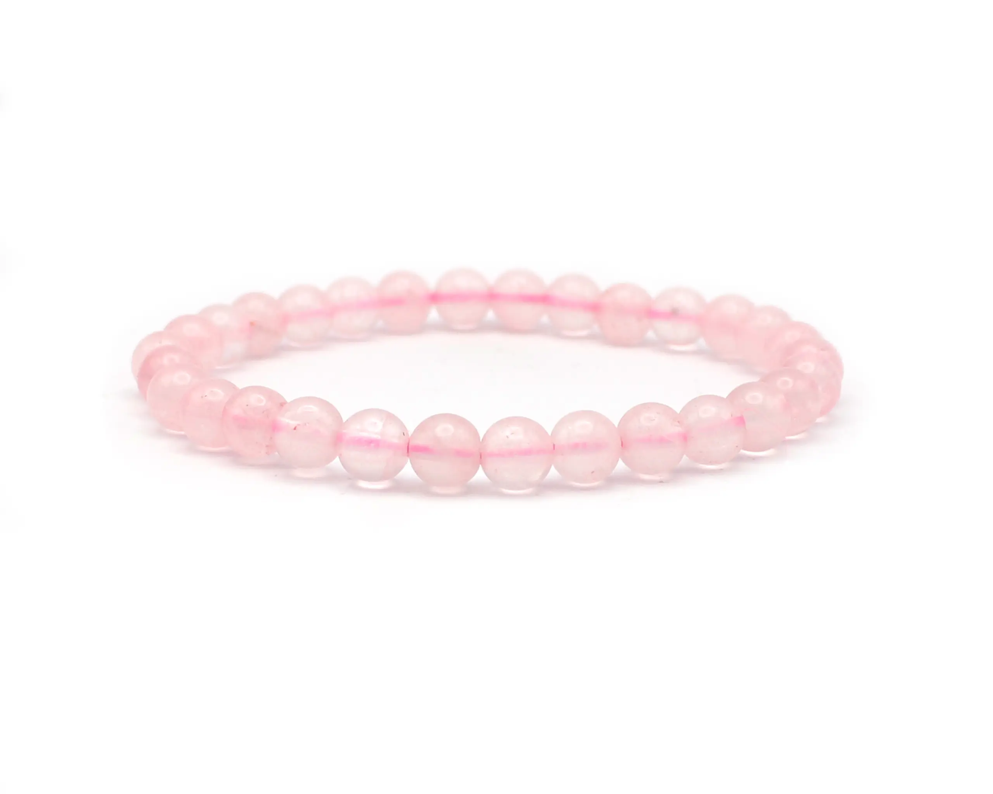 Handgefertigtes Rosenquarz-Armband mit 6 mm Perlen 20 cm echte Edelsteine für Liebe und Harmonie