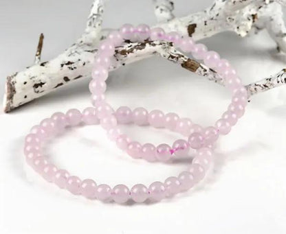 Handgefertigtes Rosenquarz-Armband mit 6 mm Perlen 20 cm echte Edelsteine für Liebe und Harmonie