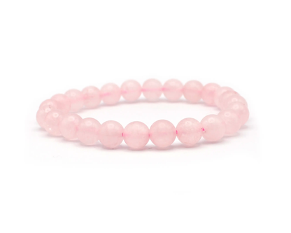 Handgefertigtes Rosenquarz-Armband mit 8 mm Perlen, 19 cm, für Liebe und Harmonie