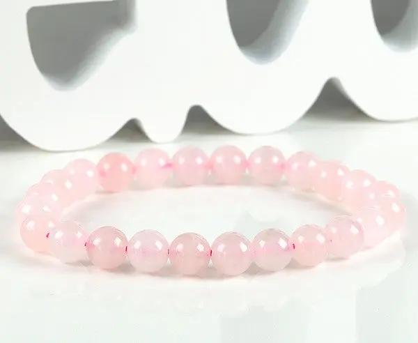 Handgefertigtes Rosenquarz-Armband mit 8 mm Perlen, 19 cm, für Liebe und Harmonie