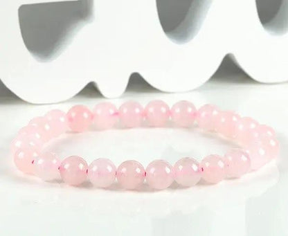 Handgefertigtes Rosenquarz-Armband mit 8 mm Perlen, 19 cm, für Liebe und Harmonie