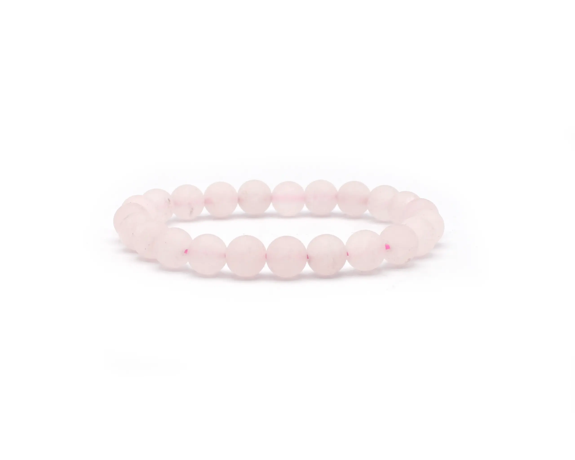 Handgefertigtes elastisches Rosenquarz-Armband mit matten 8 mm Perlen
