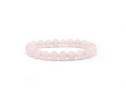 Handgefertigtes elastisches Rosenquarz-Armband mit matten 8 mm Perlen