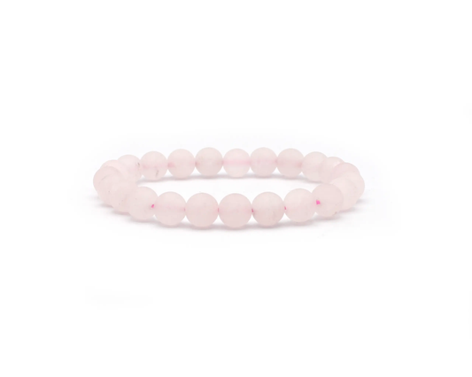 Handgefertigtes elastisches Rosenquarz-Armband mit matten 8 mm Perlen