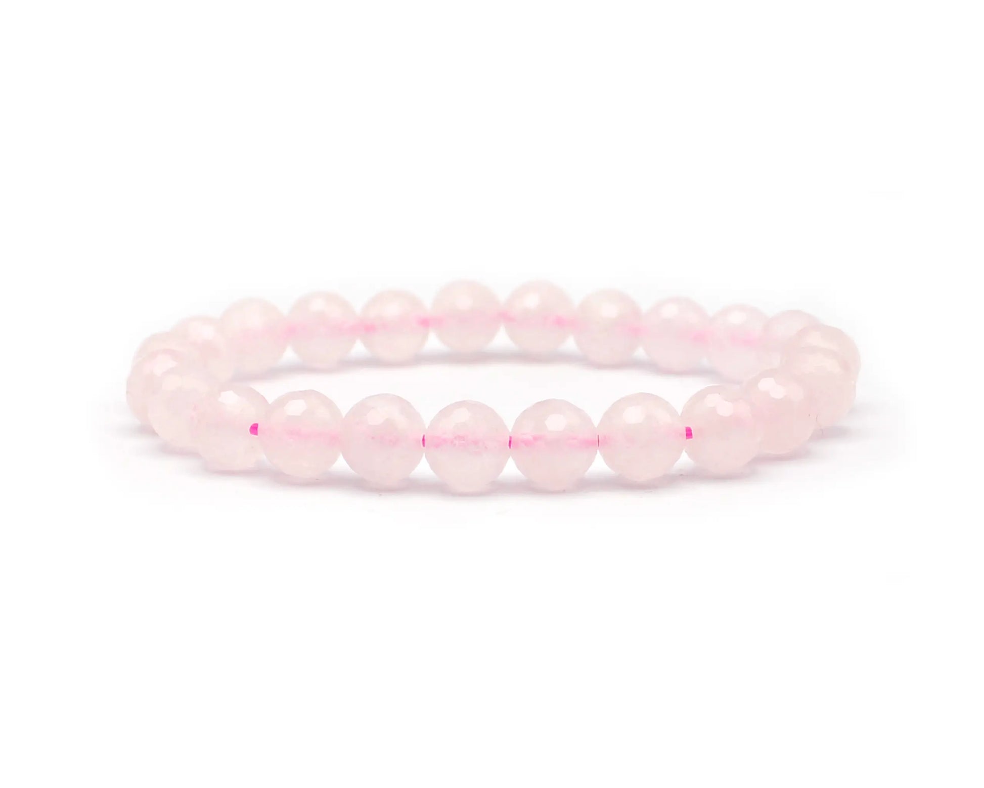 Handgefertigtes facettiertes Rosenquarz-Armband mit 8 mm Perlen echtes Edelstein-Armband aus Deutschland für Liebe und innere Harmonie