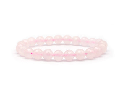 Handgefertigtes facettiertes Rosenquarz-Armband mit 8 mm Perlen echtes Edelstein-Armband aus Deutschland für Liebe und innere Harmonie