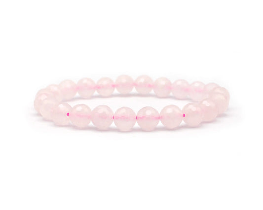 Handgefertigtes facettiertes Rosenquarz-Armband mit 8 mm Perlen echtes Edelstein-Armband aus Deutschland für Liebe und innere Harmonie