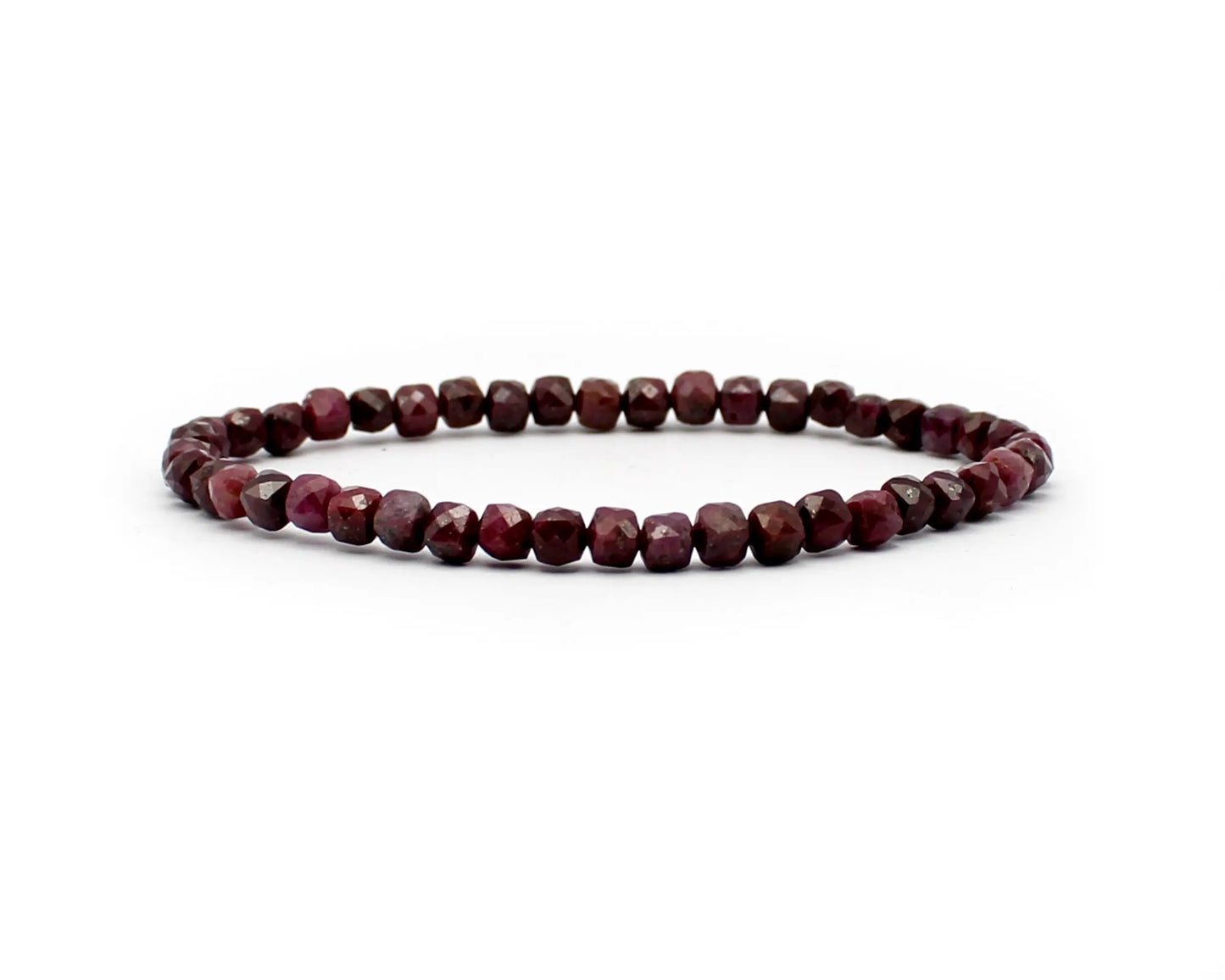 Handgefertigtes Rubin Armband – 4 mm facettierte Edelstein-Perlen mit Diamond Polish