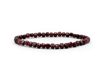 Handgefertigtes Rubin Armband – 4 mm facettierte Edelstein-Perlen mit Diamond Polish