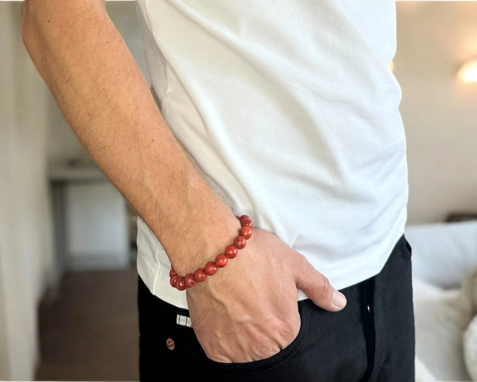 Schaumkoralle Armband mit 10mm Durchmesser