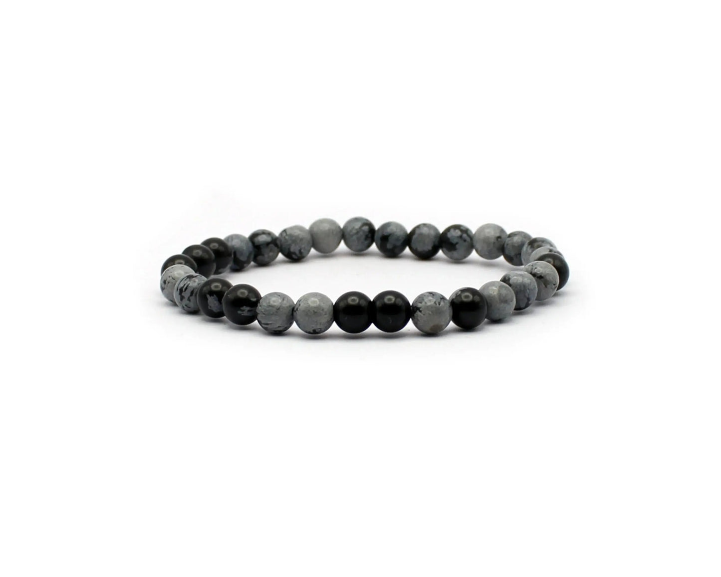 snow obsidian armband schwarz weiss 6mm 8mm edelstein elastisch handgemacht 19cm damen herren