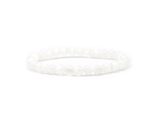 Selenit Armband handgefertigt mit Edelsteinen aus Marokko in 6 mm und 8 mm Schmuckstück für Klarheit Schutz und innere Stärke Tiger Treasure - Qualität, inspiriert seit 1890
