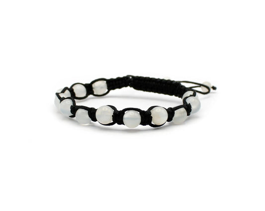 Shamballa Armband mit indischem Mondstein und 8 mm gleichlaufenden Edelsteinen
