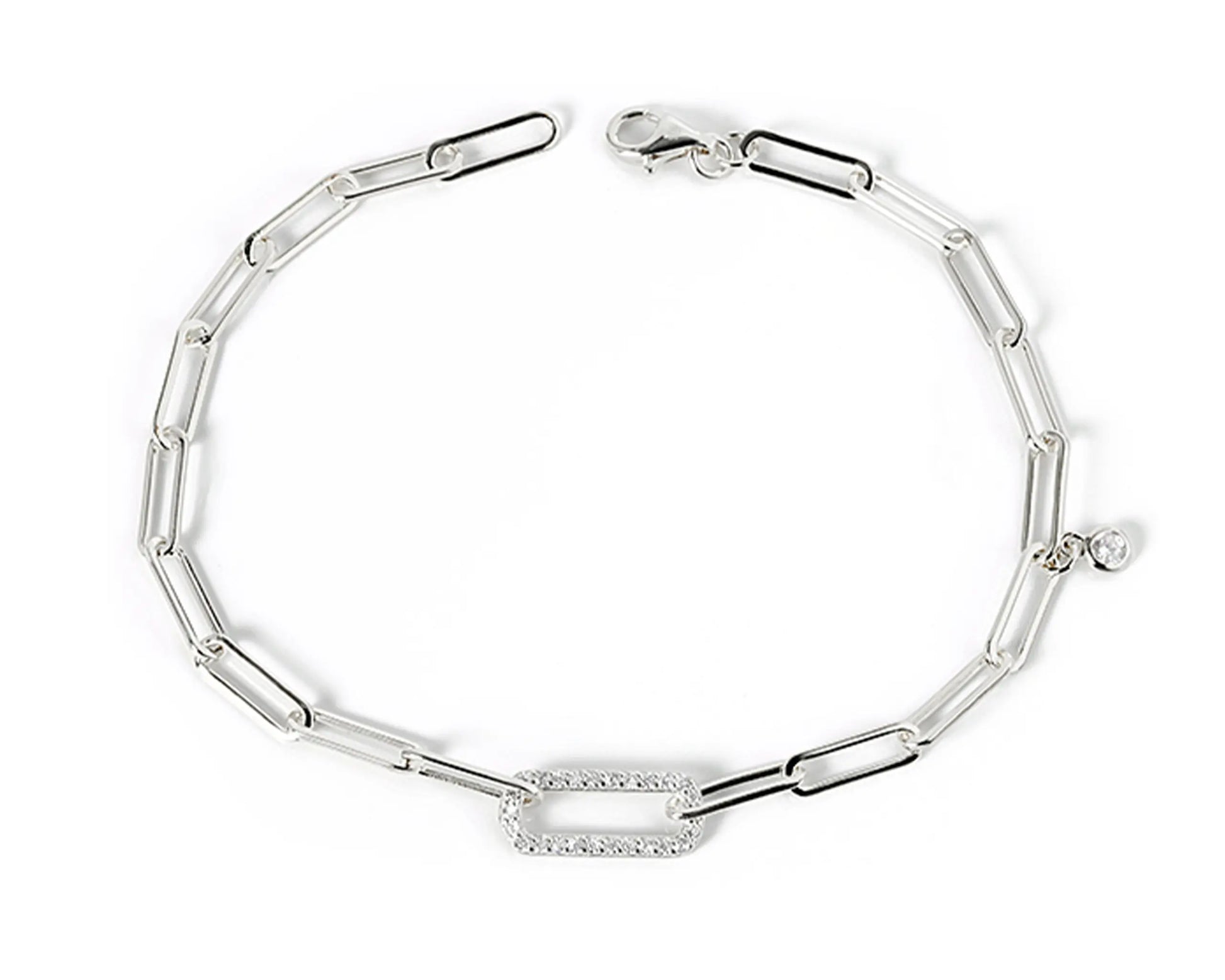 Silber Armband mit facettierten Zirkonia und Ankerdesign