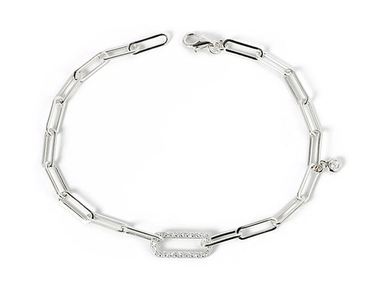 Silber Armband mit facettierten Zirkonia und Ankerdesign