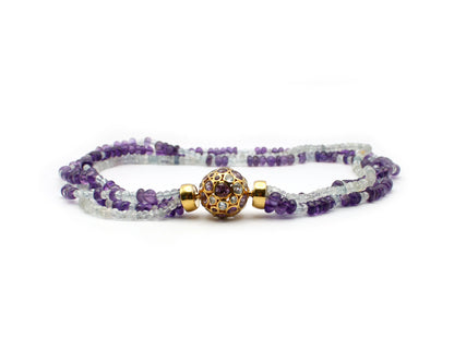 Silber Collier mit Amethyst, Aquamarin und Topas vergoldet