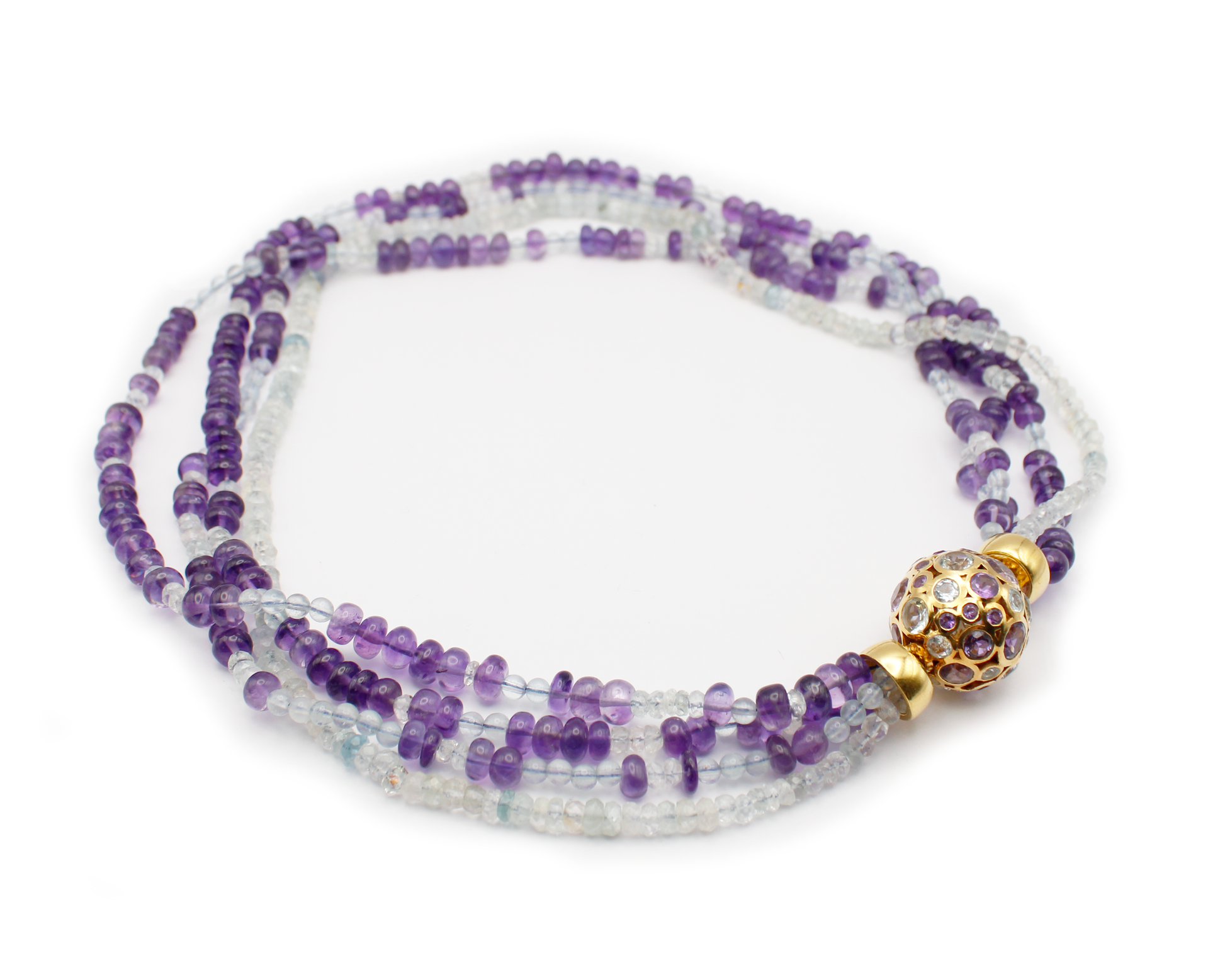 Silber Collier mit Amethyst, Aquamarin und Topas vergoldet - Tiger Treasure - Qualität, inspiriert seit 1890