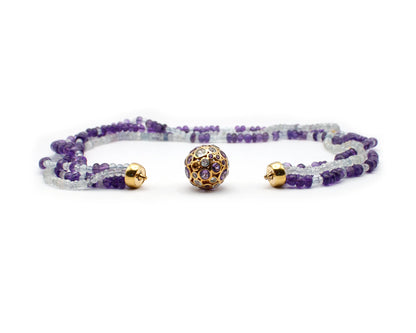 Silber Collier mit Amethyst, Aquamarin und Topas vergoldet