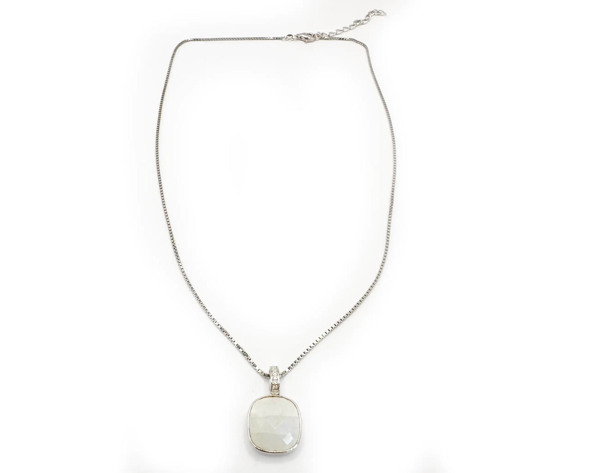 Silber Collier mit facettiertem Mondstein und weißen Edeltopasen