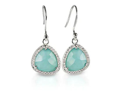 Silber Ohrhaken mit Amazonit und Zirkonia