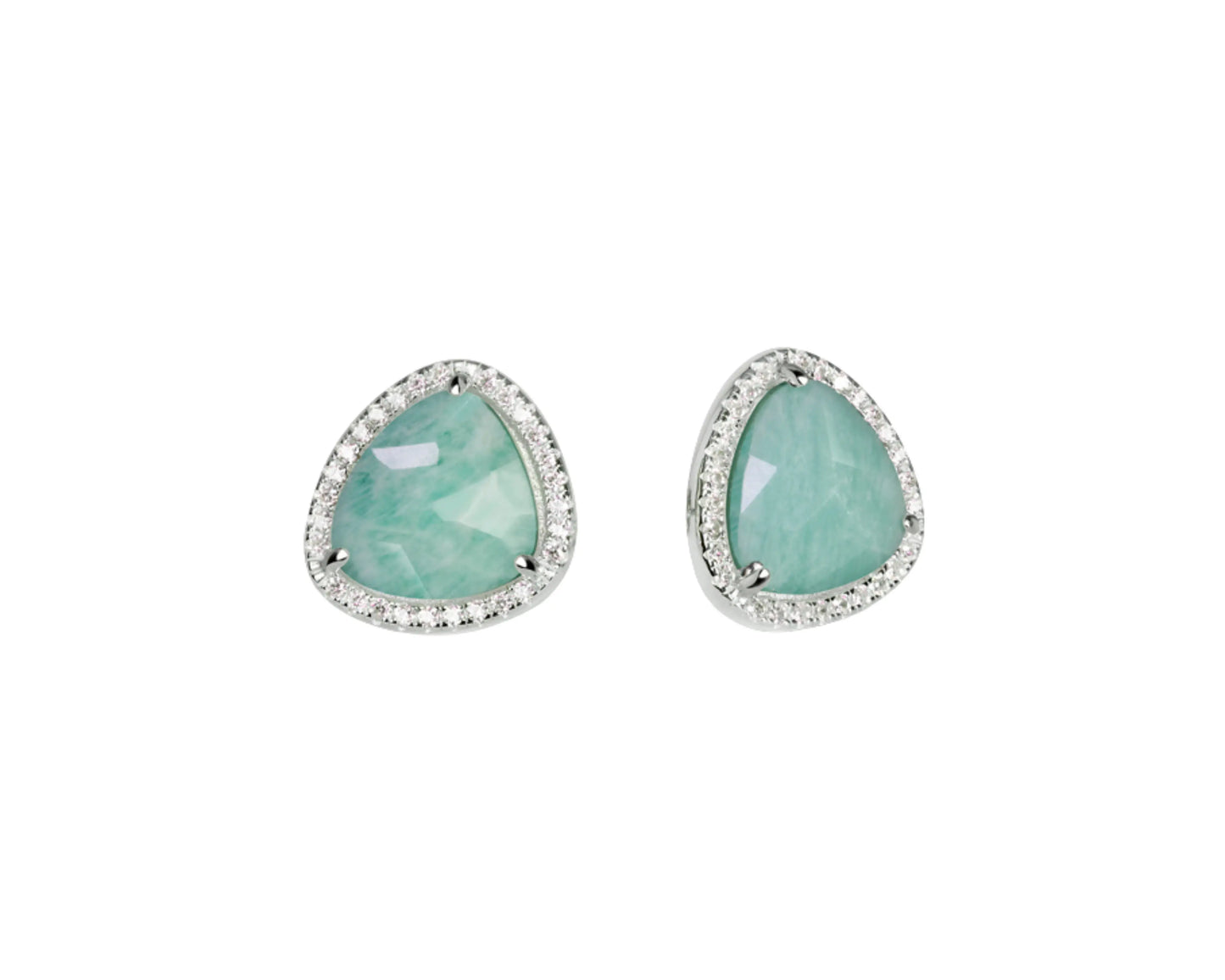 Silver earrings with amazonite and zirconia