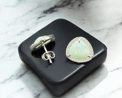 Silber Ohrstecker mit Amazonit und Zirkonia