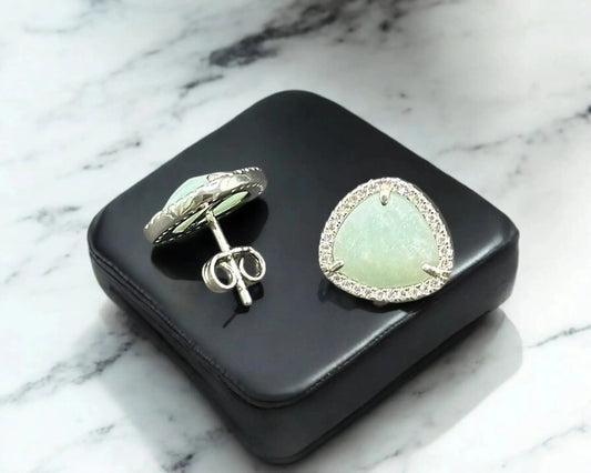 Silber Ohrstecker mit Amazonit und Zirkonia