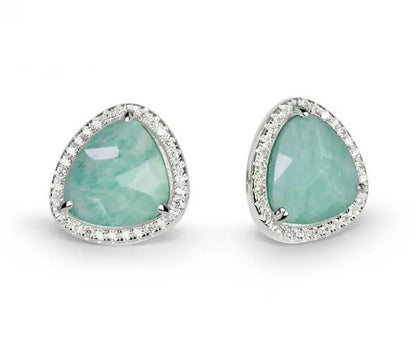 Silber Ohrstecker mit Amazonit und Zirkonia