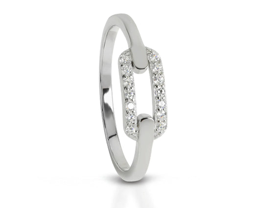 Silber Ring – Rund facettierter Zirkonia, rhodiniert Tiger Treasure - Qualität, inspiriert seit 1890