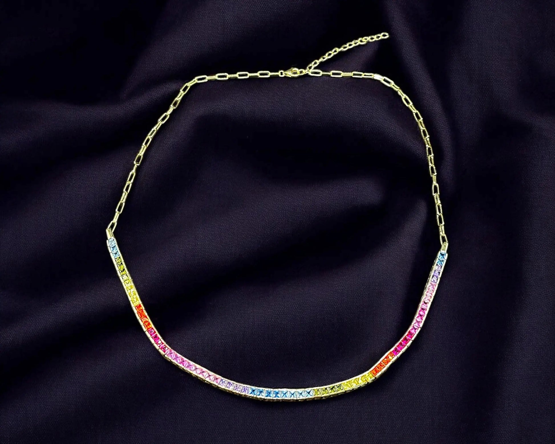 Vergoldete Kette mit Rainbow Zirkoniasteinen für LGBTQ Pride