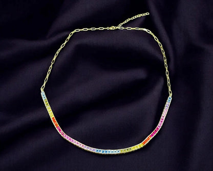 Vergoldete Kette mit Rainbow Zirkoniasteinen für LGBTQ Pride