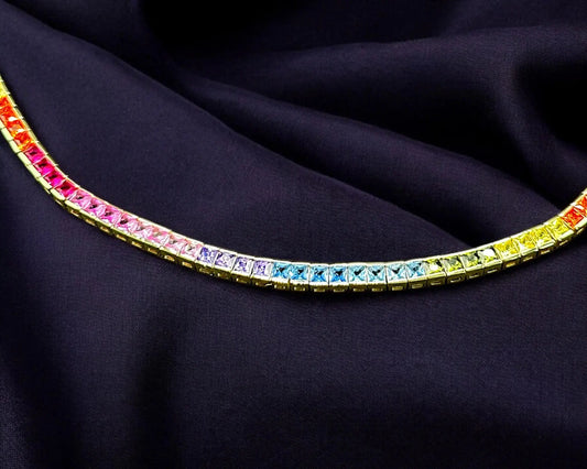 Vergoldete Kette mit Rainbow Zirkoniasteinen für LGBTQ Pride