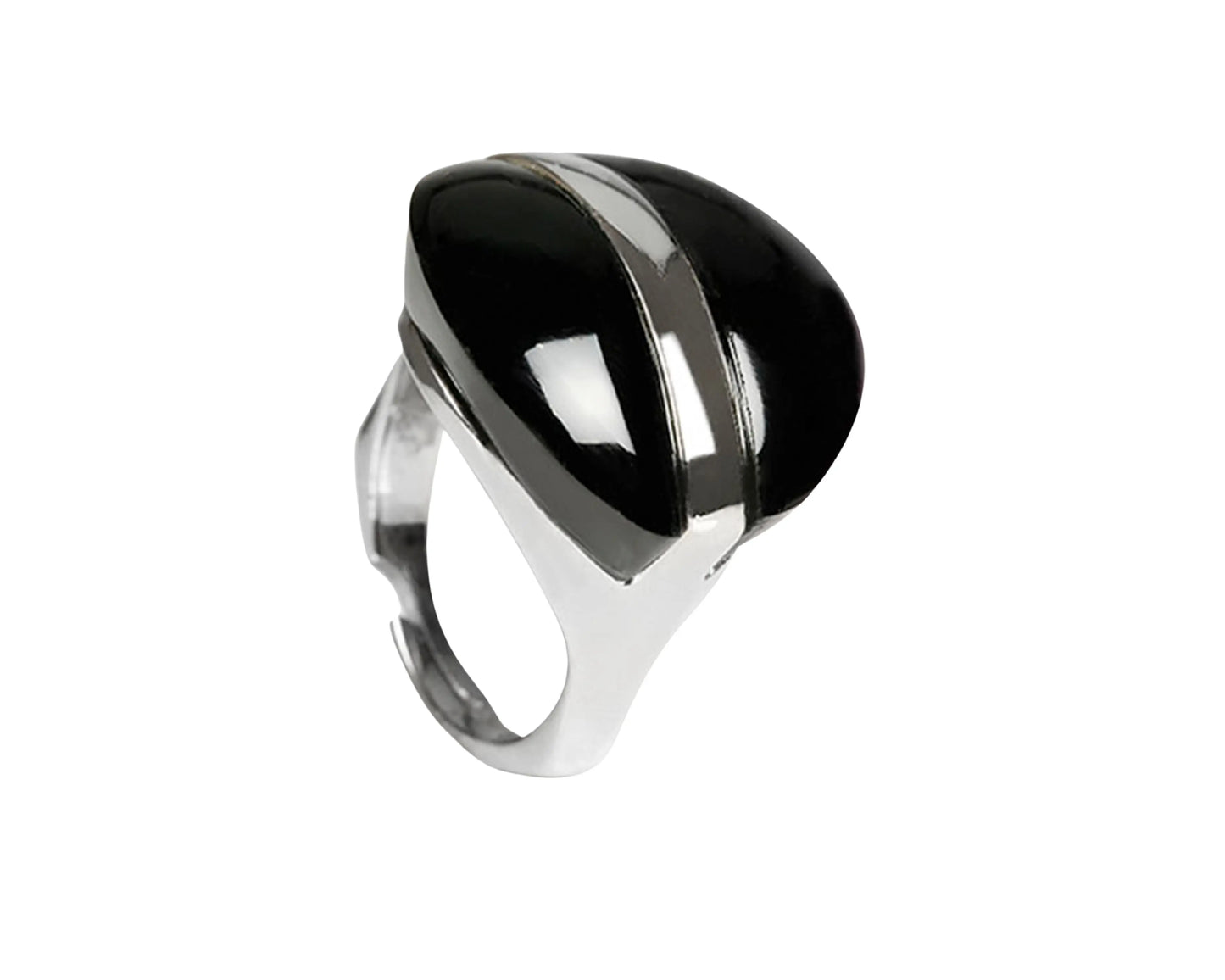 Silver ring with onyx