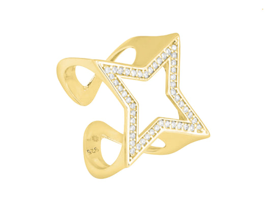 Silver ring with cubic zirconia star