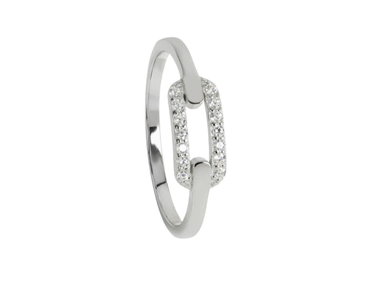 Silver ring with faceted cubic zirconia