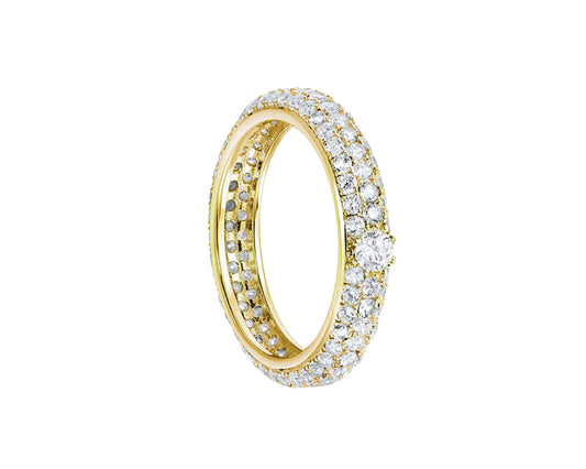 Silver ring with round faceted cubic zirconia