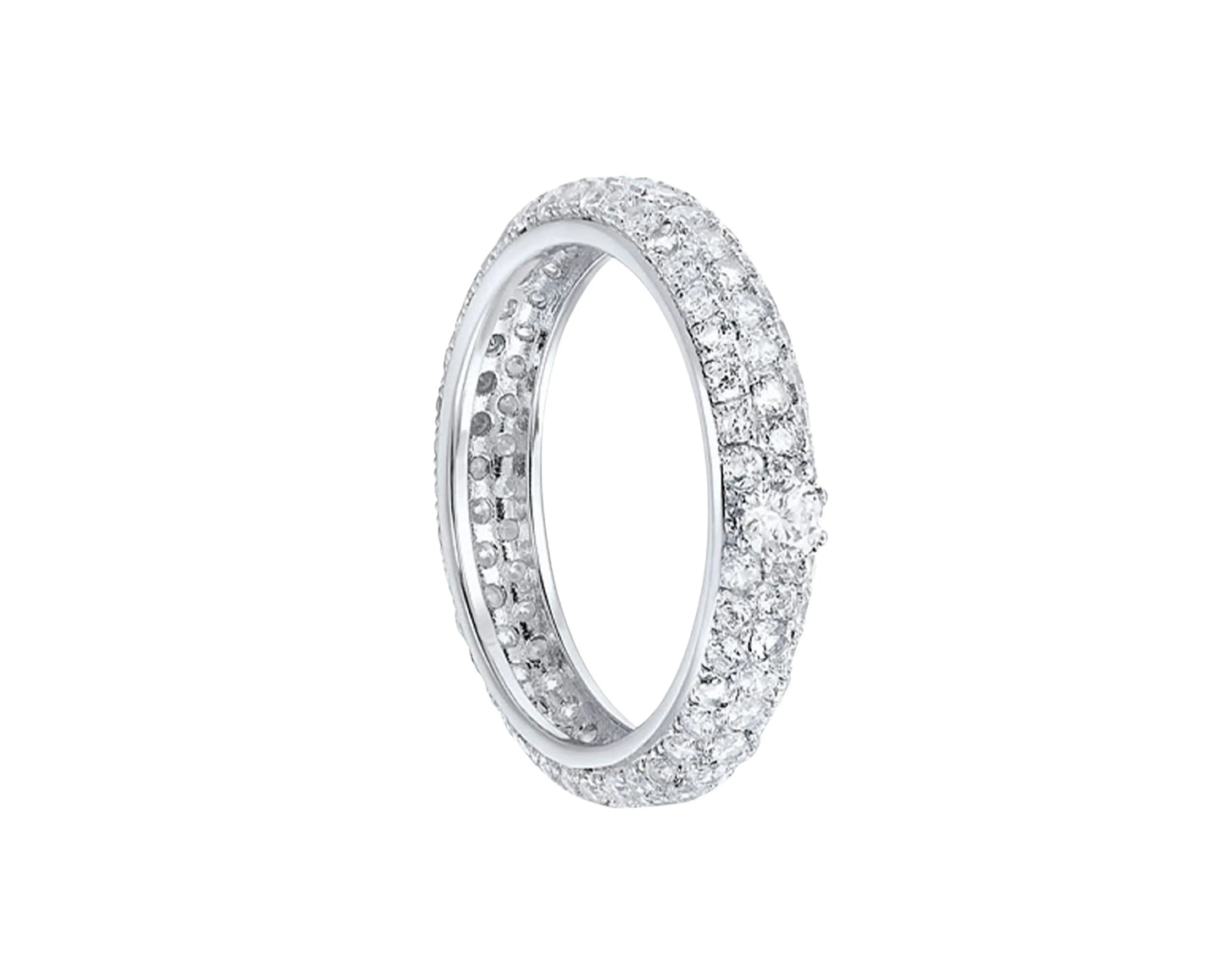 Bague en argent avec zircon cubique rond à facettes
