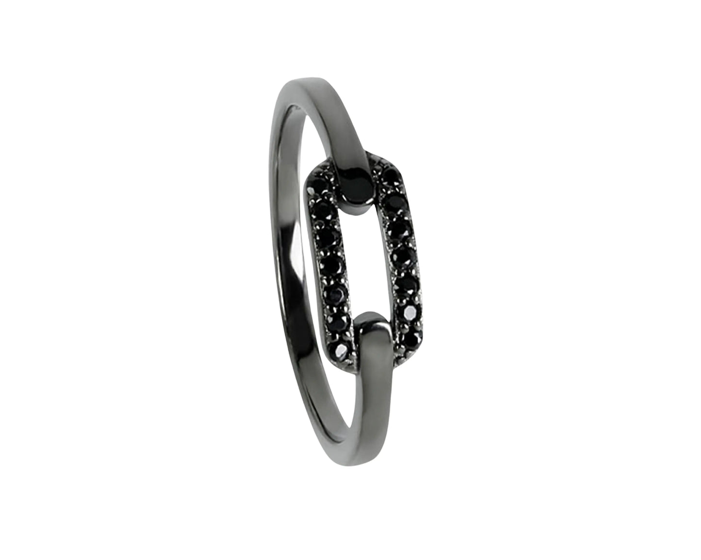 Silver ring with black zirconia