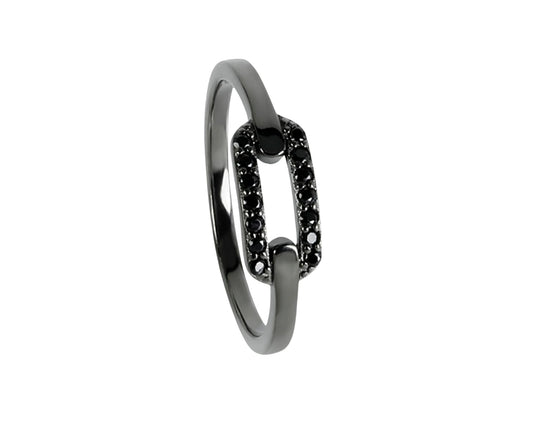 Silver ring with black zirconia