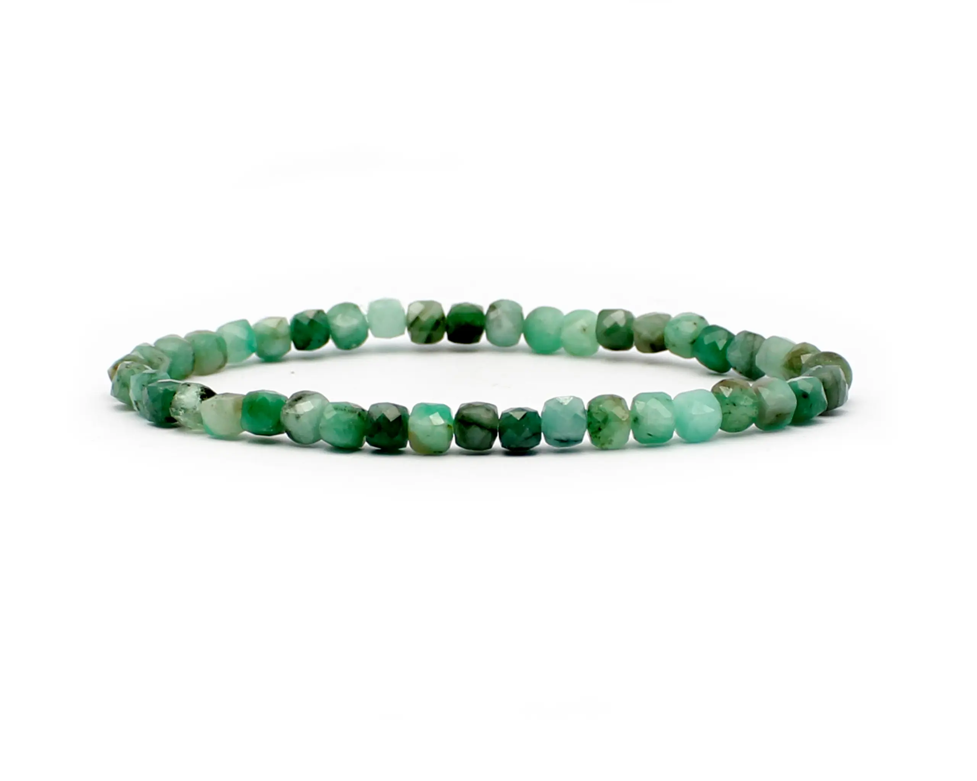 Handgefertigtes Smaragd Armband – 4 mm facettierte Edelstein-Perlen mit Diamond Polish