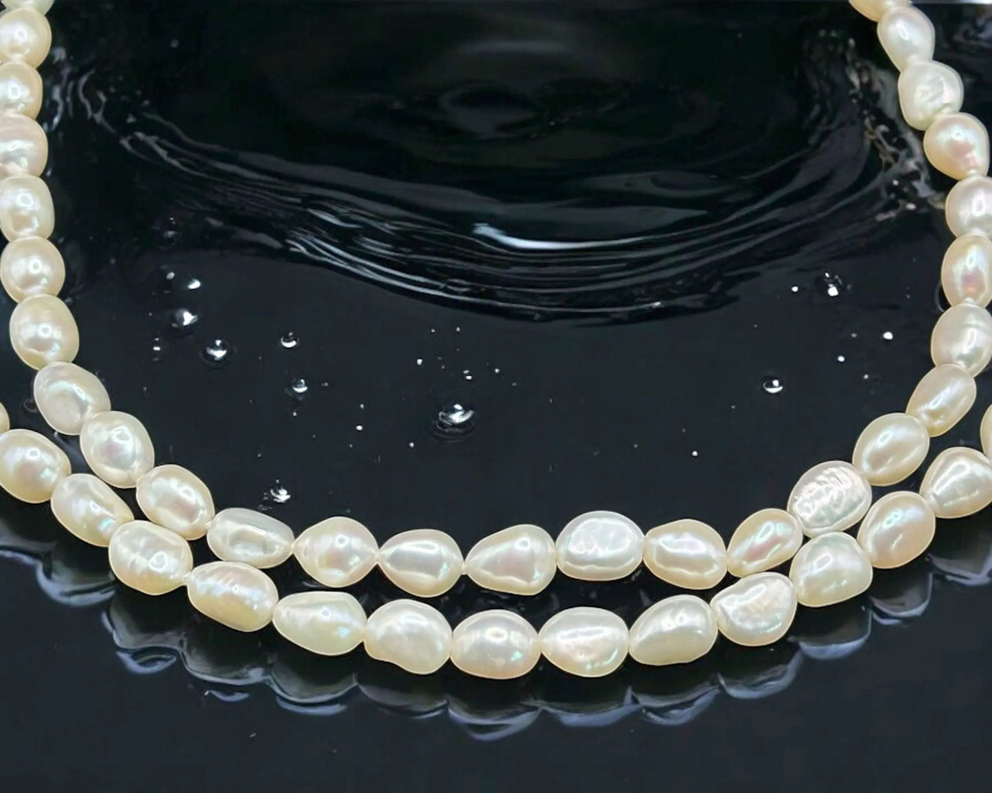 Süßwasser Zuchtperlenkette 90 cm lang