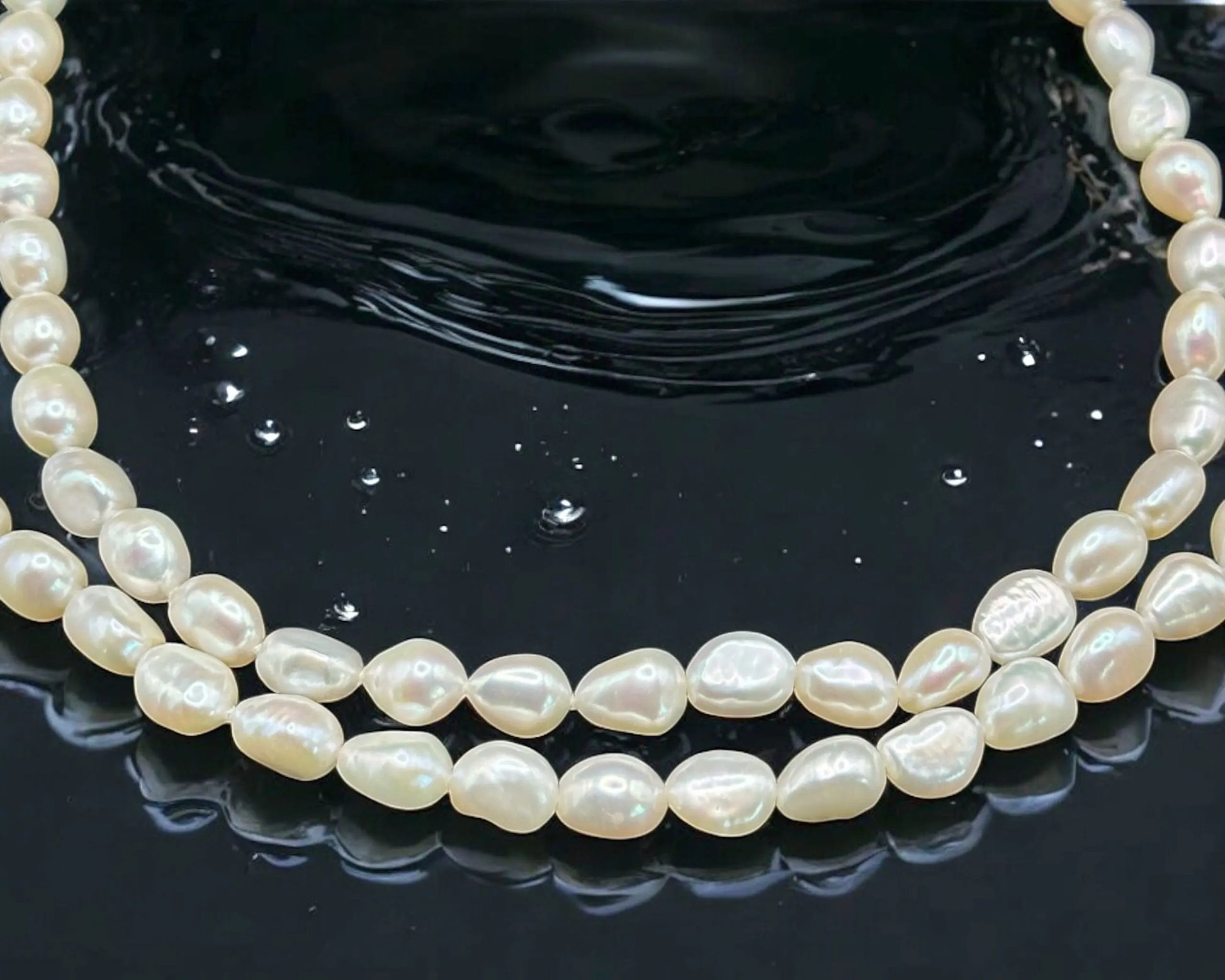 Süßwasser Zuchtperlenkette 90 cm lang