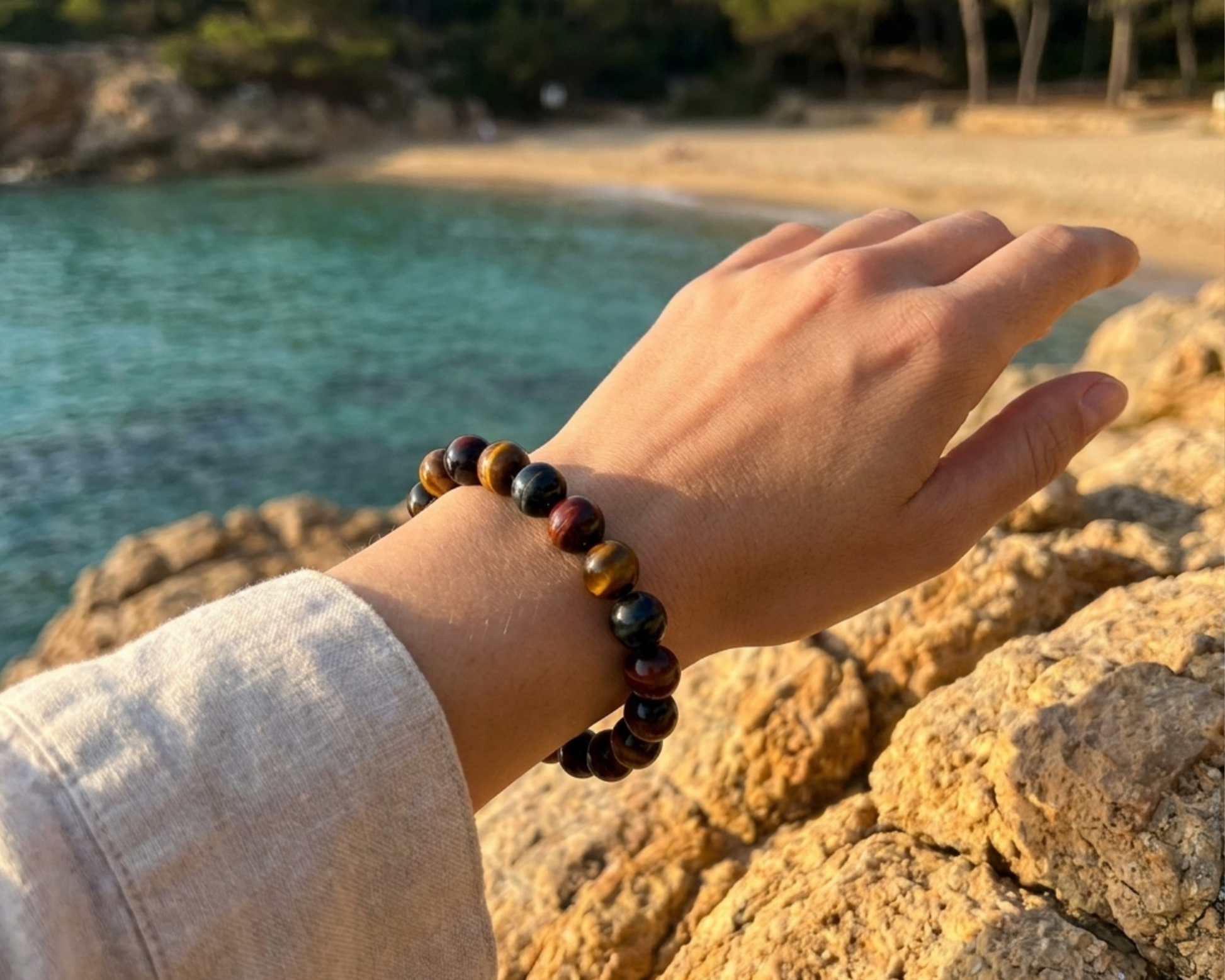 Tigerauge Armband multicolor, handgefertigt, Edelsteine aus Südafrika. | Tiger Treasure